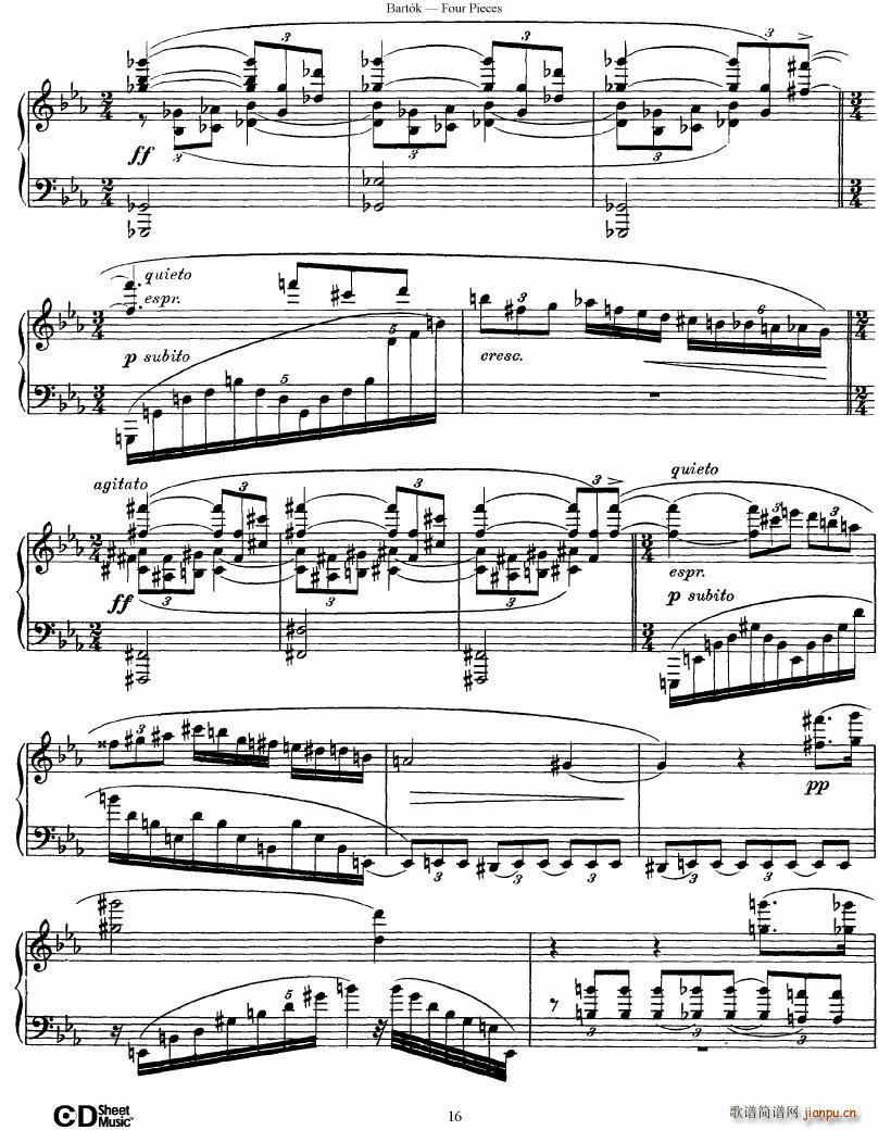 Bartok DD 71 Four Piano Pieces(钢琴谱)16