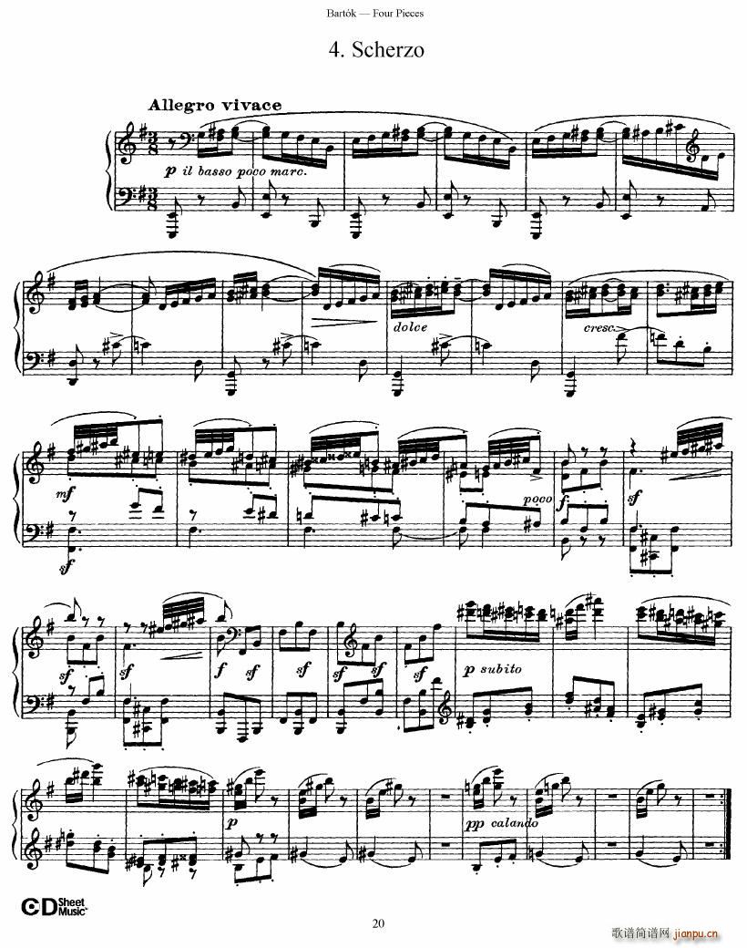 Bartok DD 71 Four Piano Pieces(钢琴谱)20