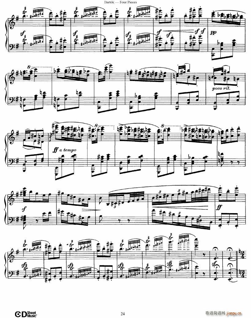 Bartok DD 71 Four Piano Pieces(钢琴谱)24