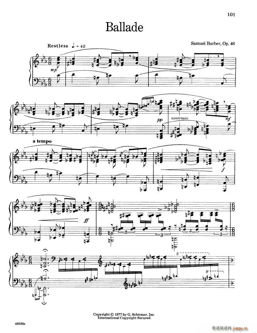Barber op 46 Ballade(钢琴谱)1