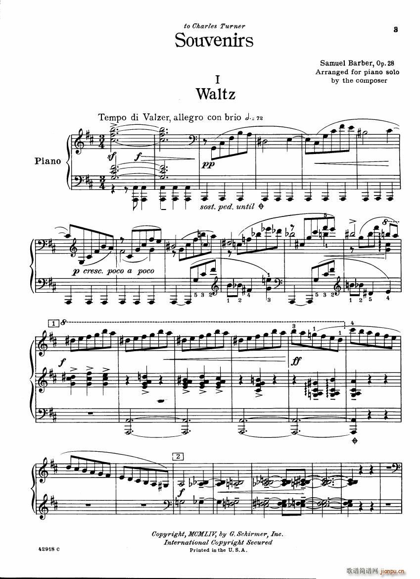 Barber op 28 Souvenirs piano solo(钢琴谱)3