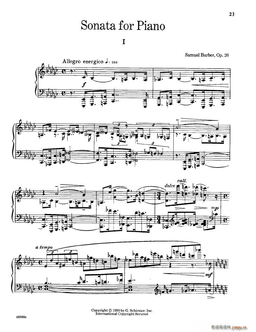 Barber op 26 Piano Sonata(钢琴谱)1