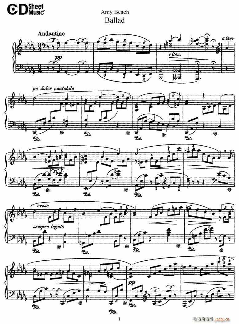 Beach Ballad in D flat major(钢琴谱)1