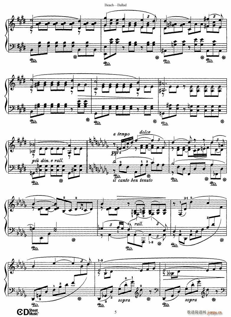 Beach Ballad in D flat major(钢琴谱)5