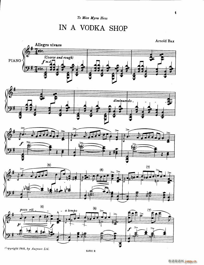 Bax In a Vodka Shop(钢琴谱)1