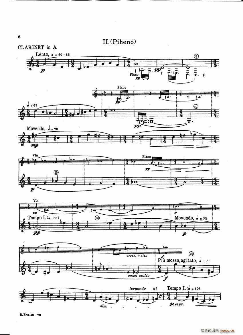 Bartok SZ 111 Contrasts clarinets A and Bb(钢琴谱)6