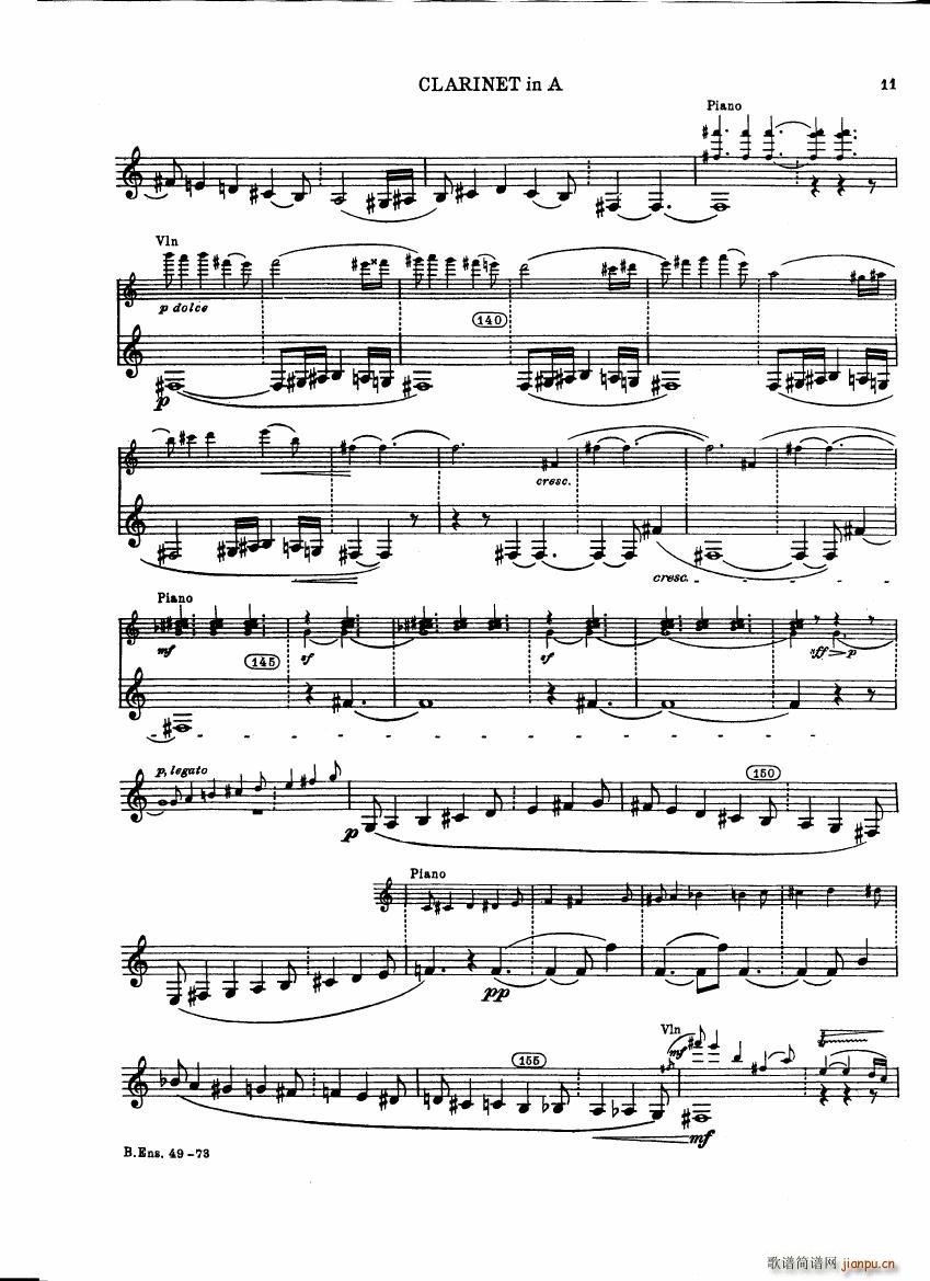 Bartok SZ 111 Contrasts clarinets A and Bb(钢琴谱)11