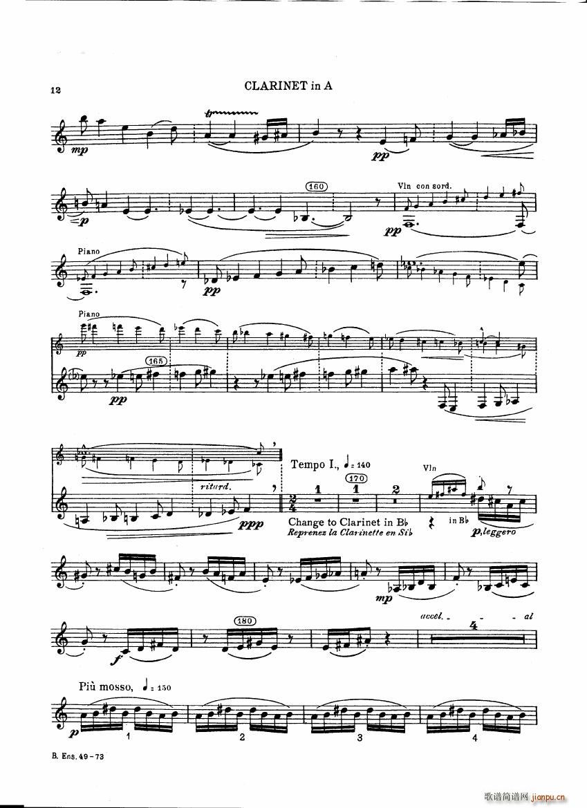 Bartok SZ 111 Contrasts clarinets A and Bb(钢琴谱)12