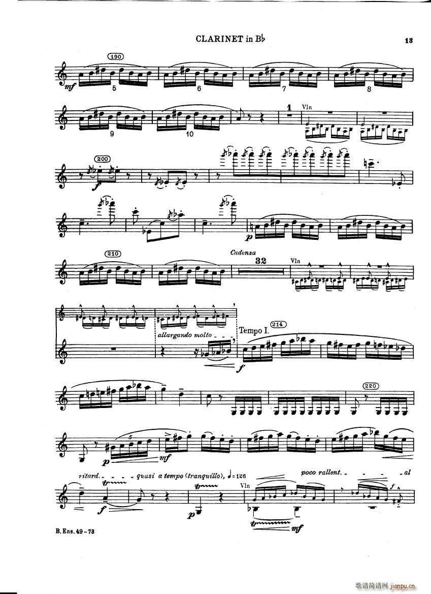 Bartok SZ 111 Contrasts clarinets A and Bb(钢琴谱)13