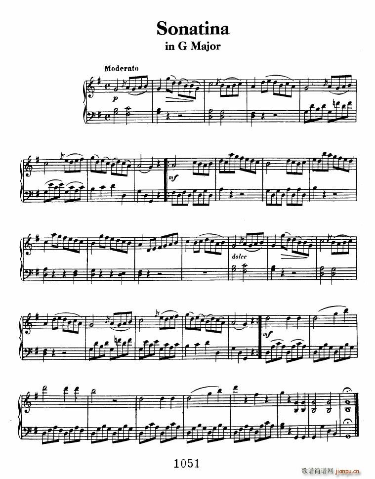 Beethoven Anh 5 Sonatina in G(钢琴谱)1