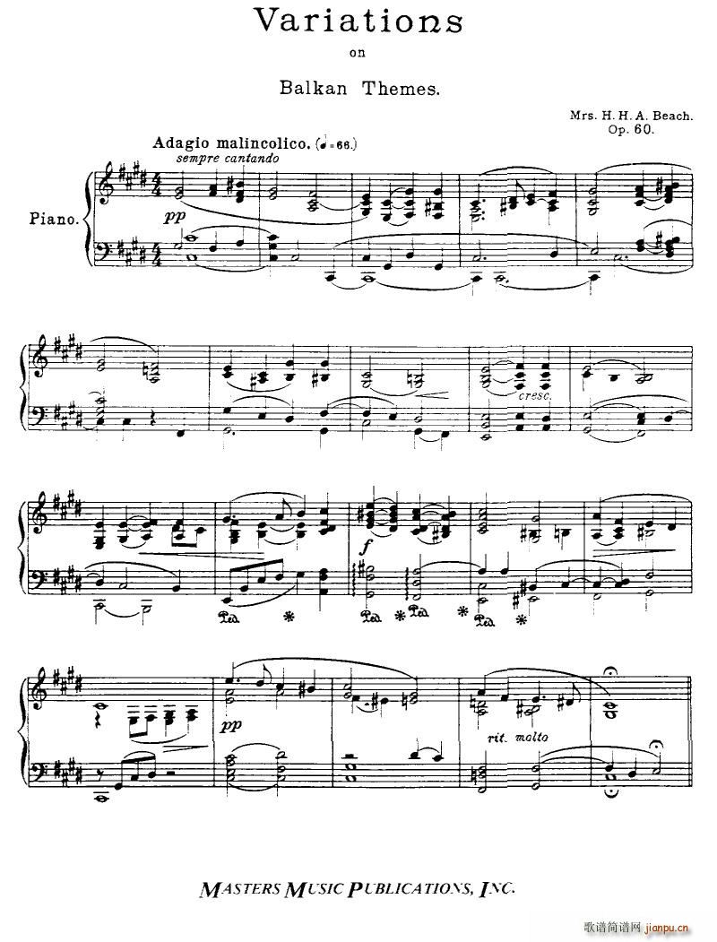 Beach Op 60 Variations on Balkan Themes(钢琴谱)3