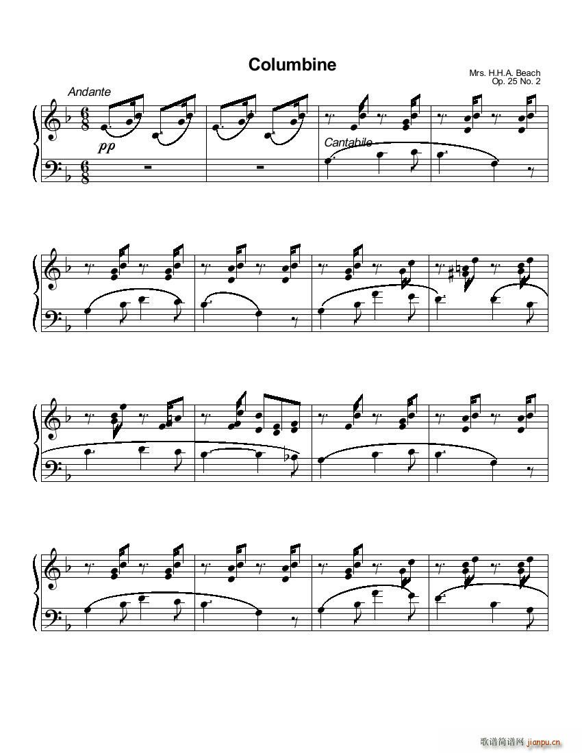 Beach Op 25 Columbine no 2(钢琴谱)1