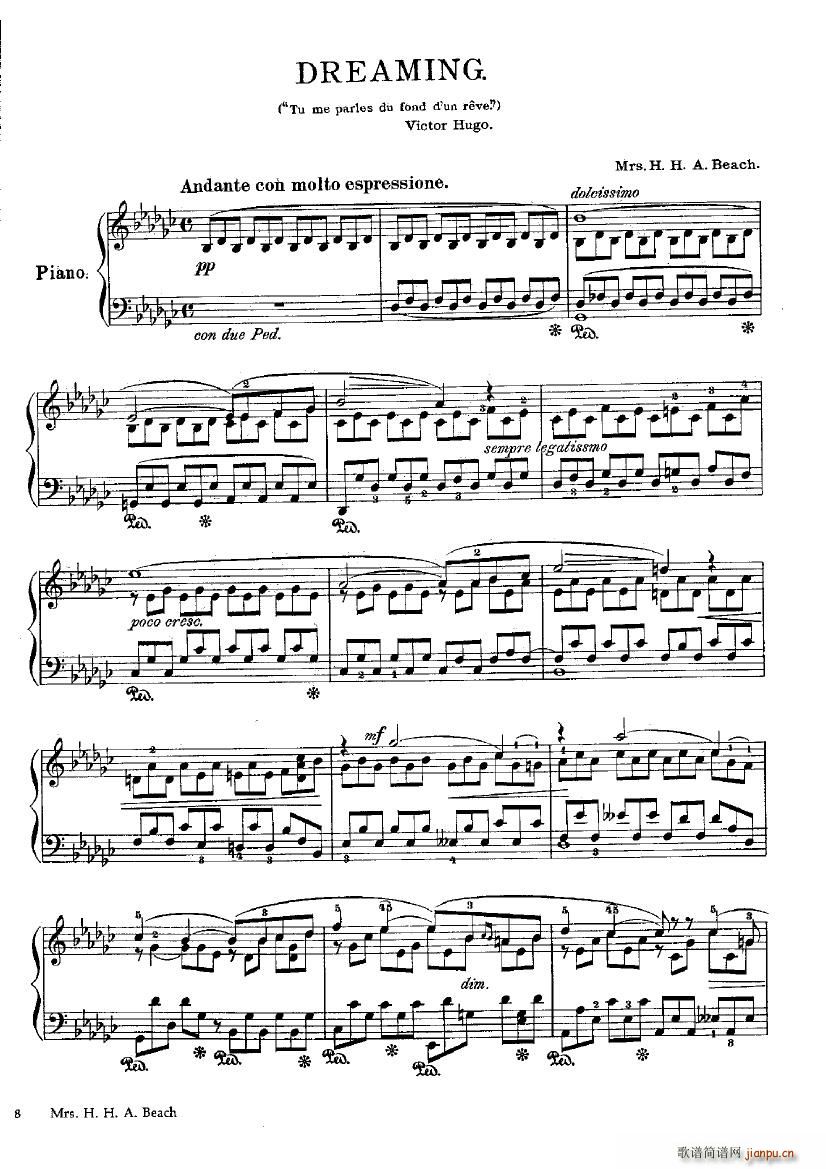 Beach Op 15 No 3 Dreaming 1892(钢琴谱)1