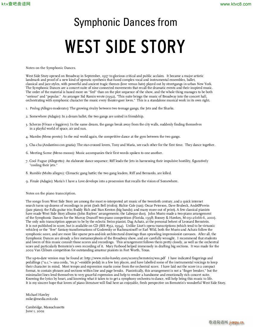 Bernstein Hawley Symphonic Dances from WSS(钢琴谱)1