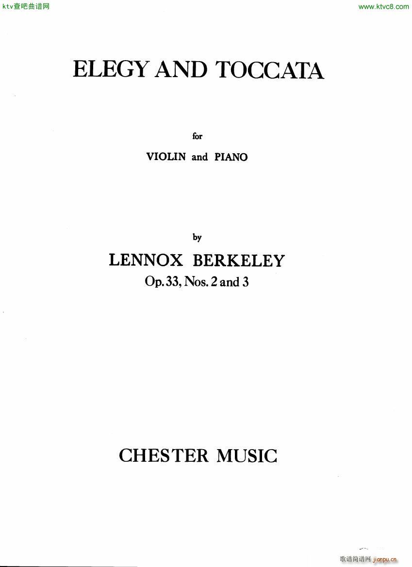 Berkeley Elegy and Toccata Violin and Piano(钢琴谱)1