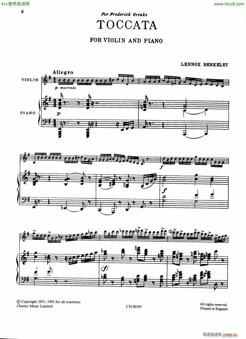 Berkeley Elegy and Toccata Violin and Piano(钢琴谱)6