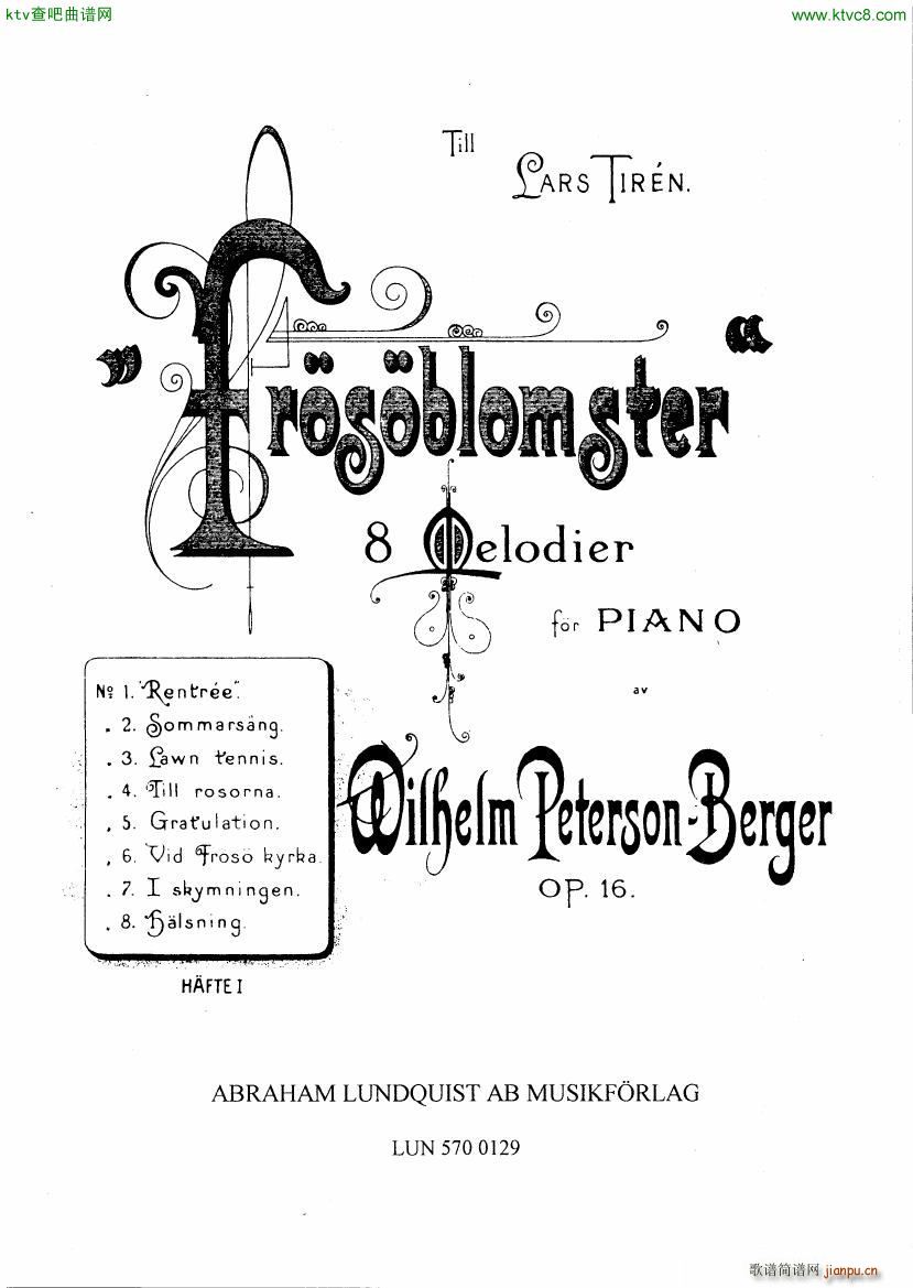 Berger Fr s blomster(钢琴谱)1