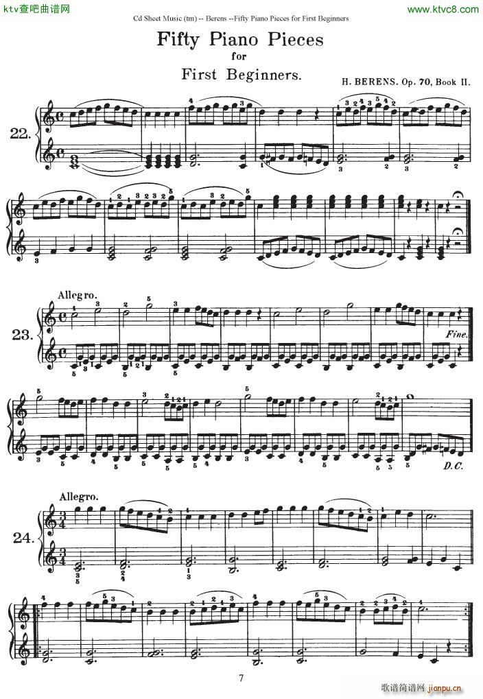 Berens op 70 50 Piano Pieces for Beginners(钢琴谱)5