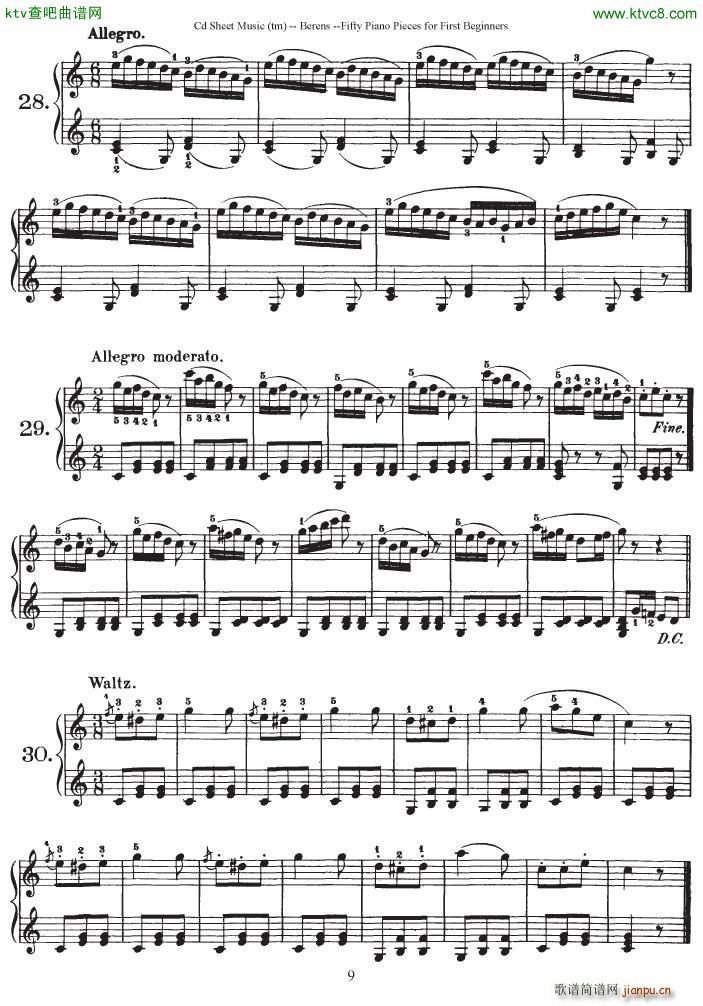 Berens op 70 50 Piano Pieces for Beginners(钢琴谱)9