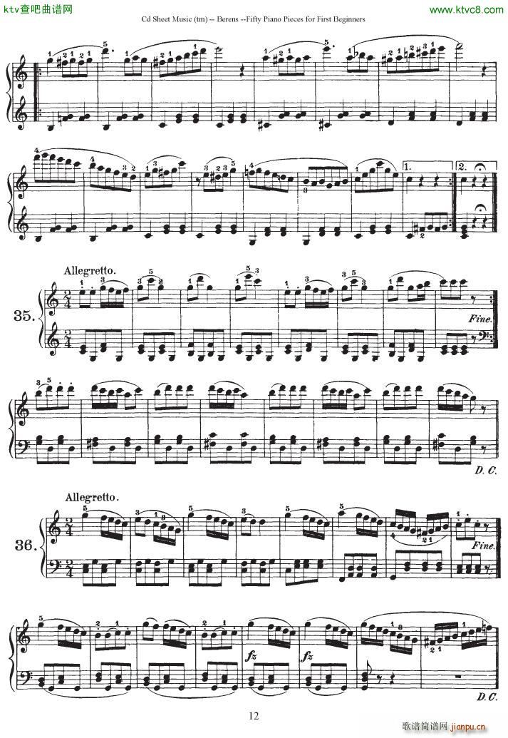 Berens op 70 50 Piano Pieces for Beginners(钢琴谱)12
