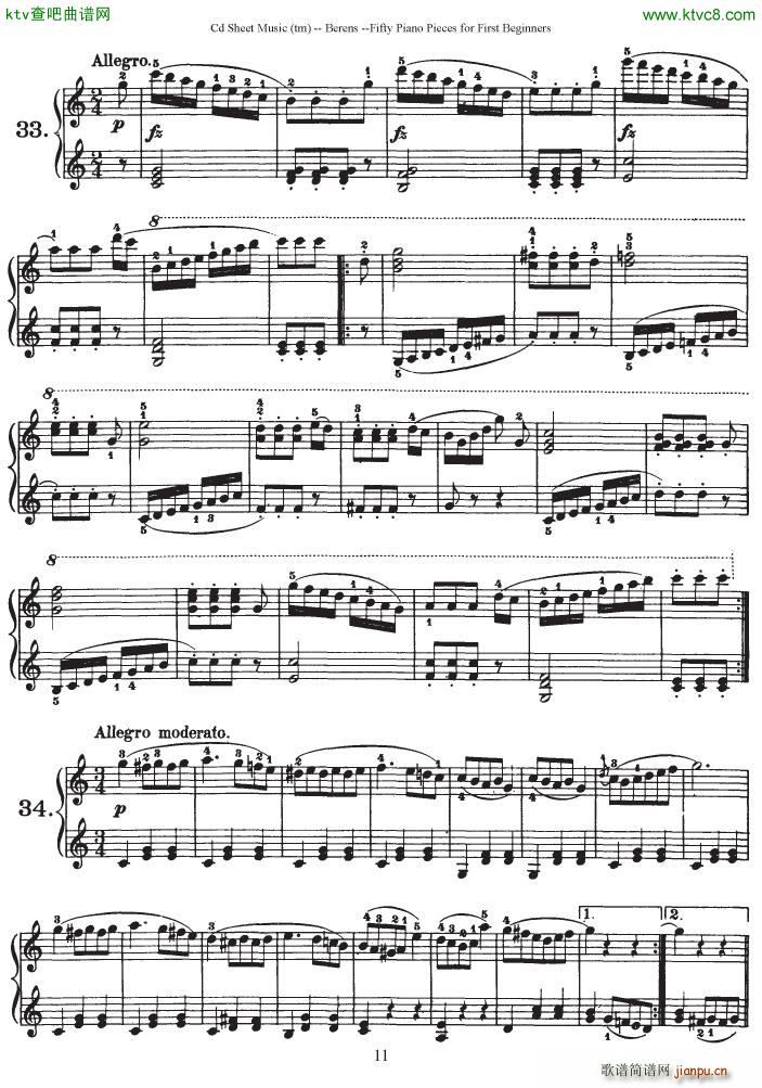 Berens op 70 50 Piano Pieces for Beginners(钢琴谱)11