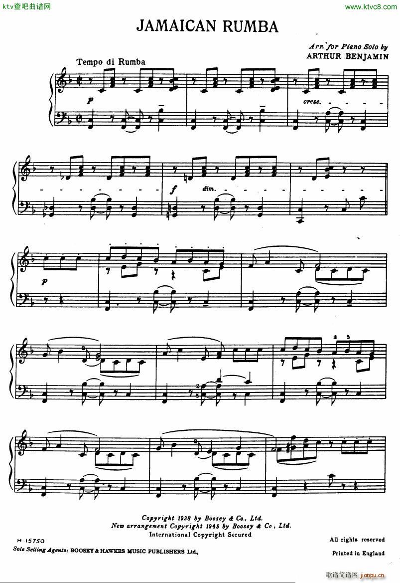Benjamin Jamaican Rumba pno solo(钢琴谱)1