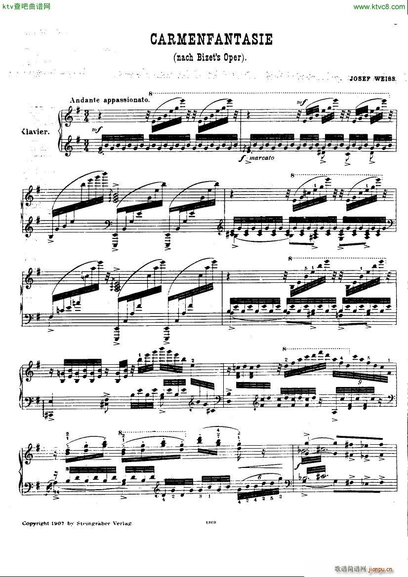 Bizet Weiss Carmen fantasie(钢琴谱)1