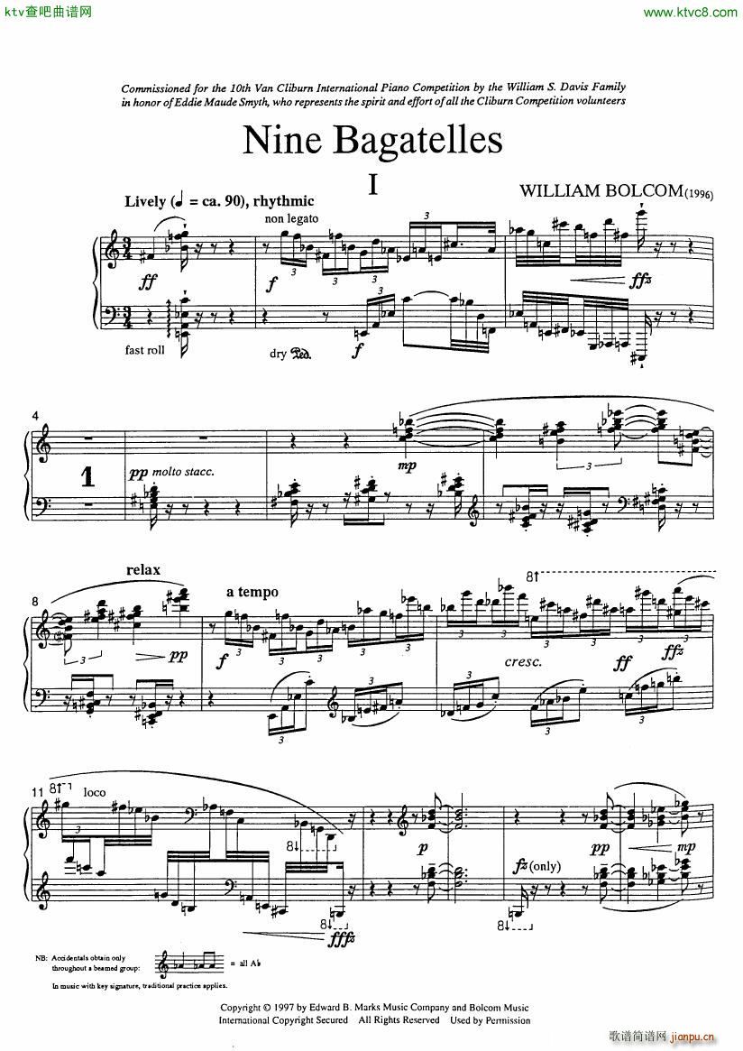 Bolcom 9 Bagatelles(钢琴谱)3