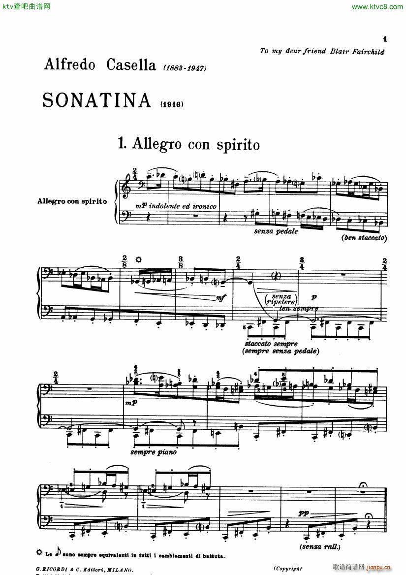 Casella Sonatina piano(钢琴谱)1
