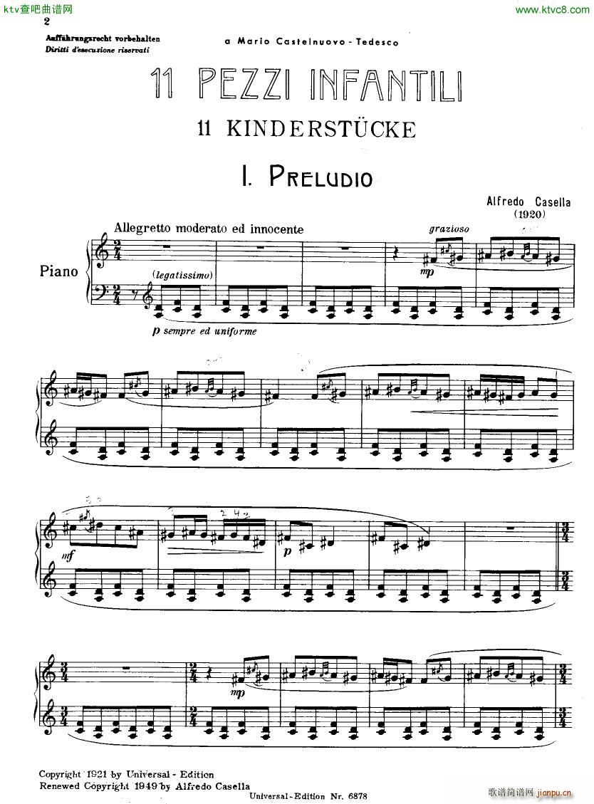 Casella 11 Pezzi Infantili 1920(钢琴谱)1