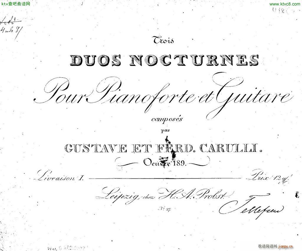 Carulli op 189 3 Duos nocturnes git pno(钢琴谱)1