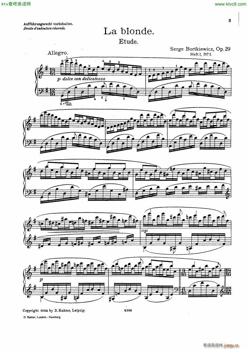 Bortkiewicz Op29 12 Etudes Nouvelles Book 1(钢琴谱)1