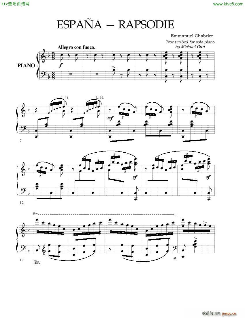 gurt chabrier espana(钢琴谱)1