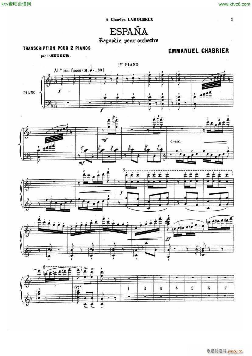 Chabrier Espana for two pianos(钢琴谱)1