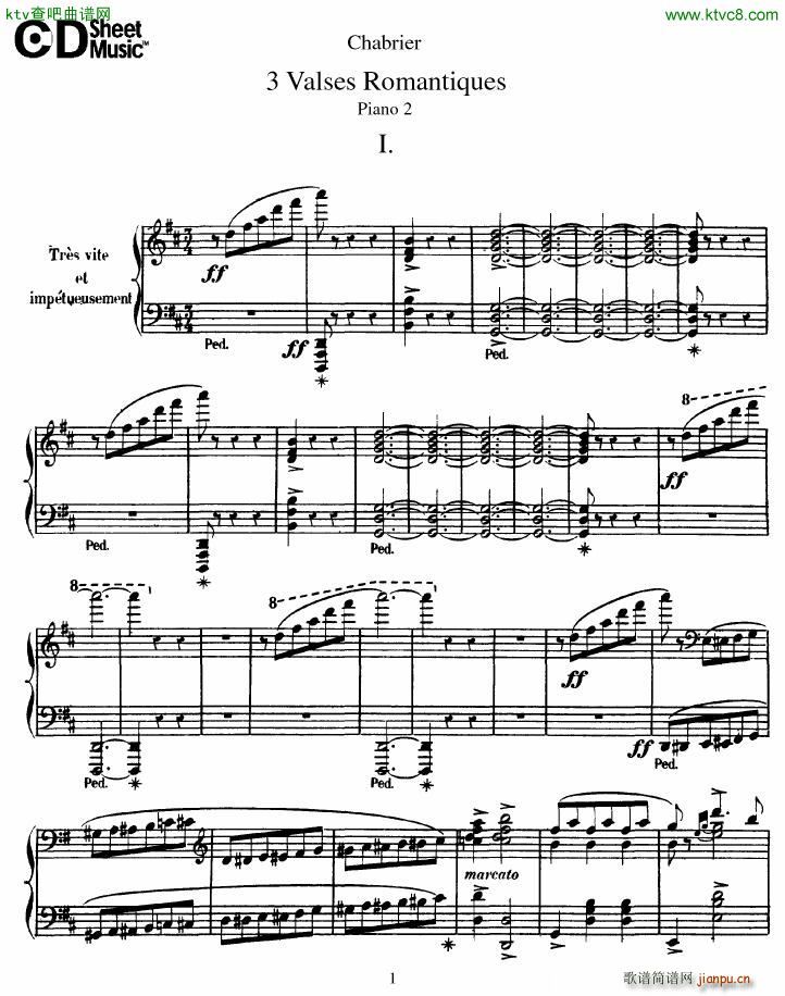 Chabrier 3 Valses Romantiques Piano 2(钢琴谱)1