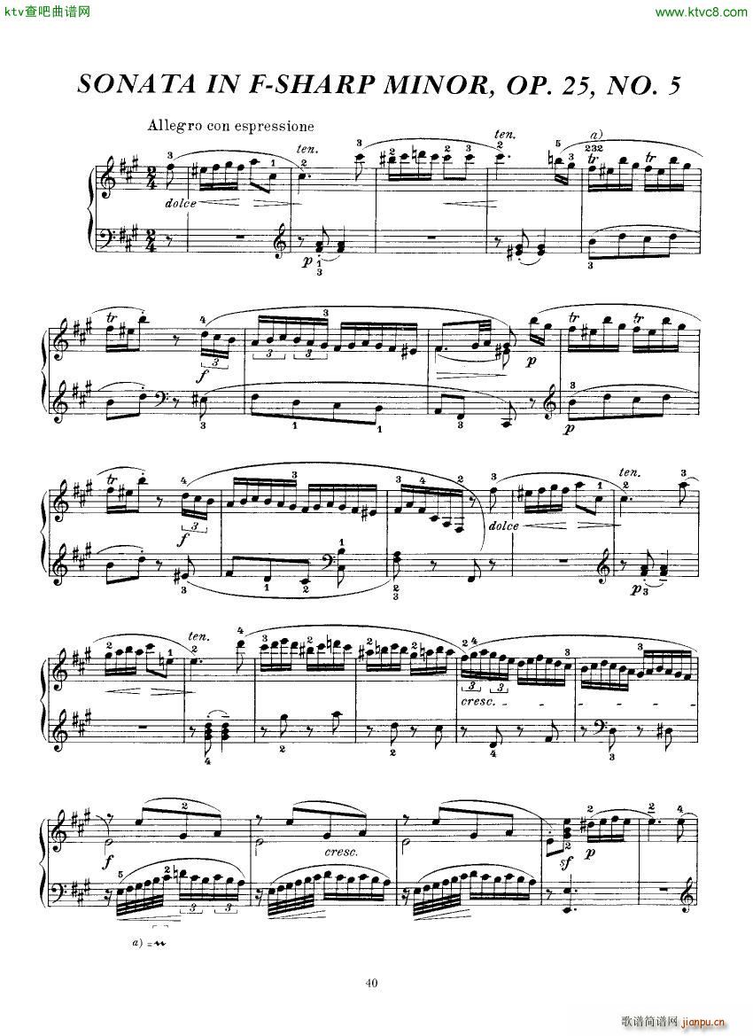 Clementi 25 5 Sonata Fsharp minor(钢琴谱)1