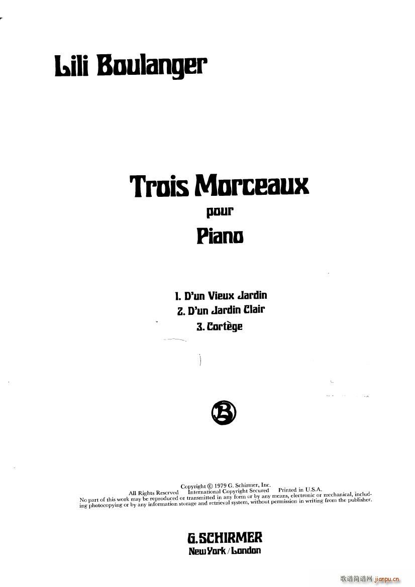Boulanger Lili 3 Morceaux(钢琴谱)1