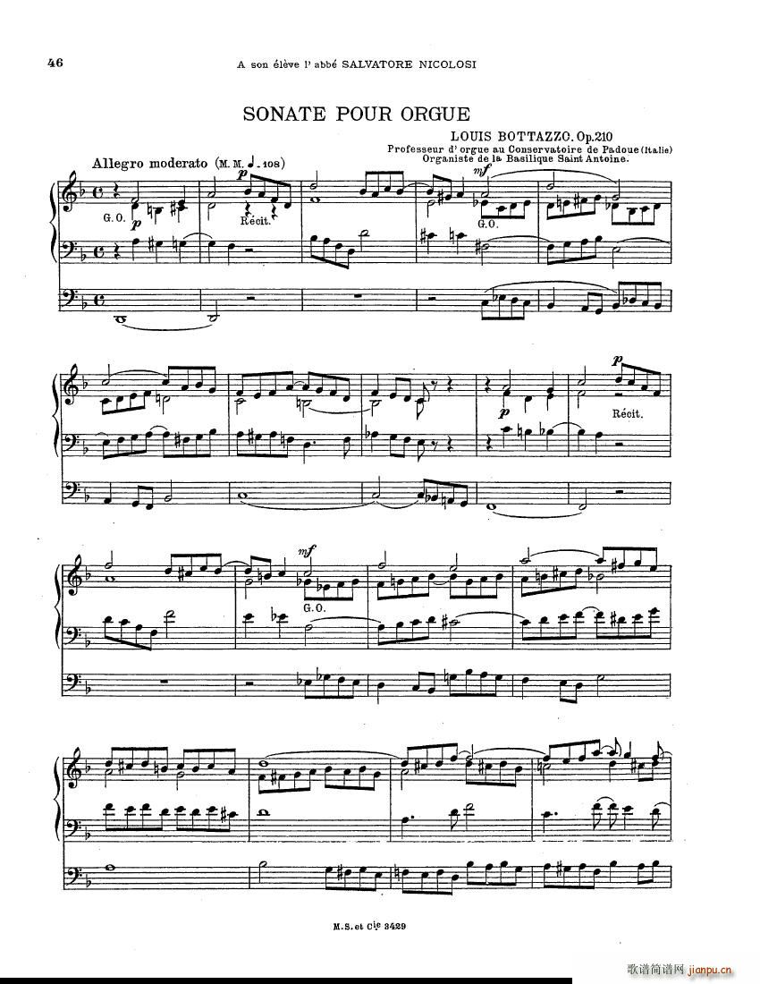 Botazzo Organ Sonata(钢琴谱)1