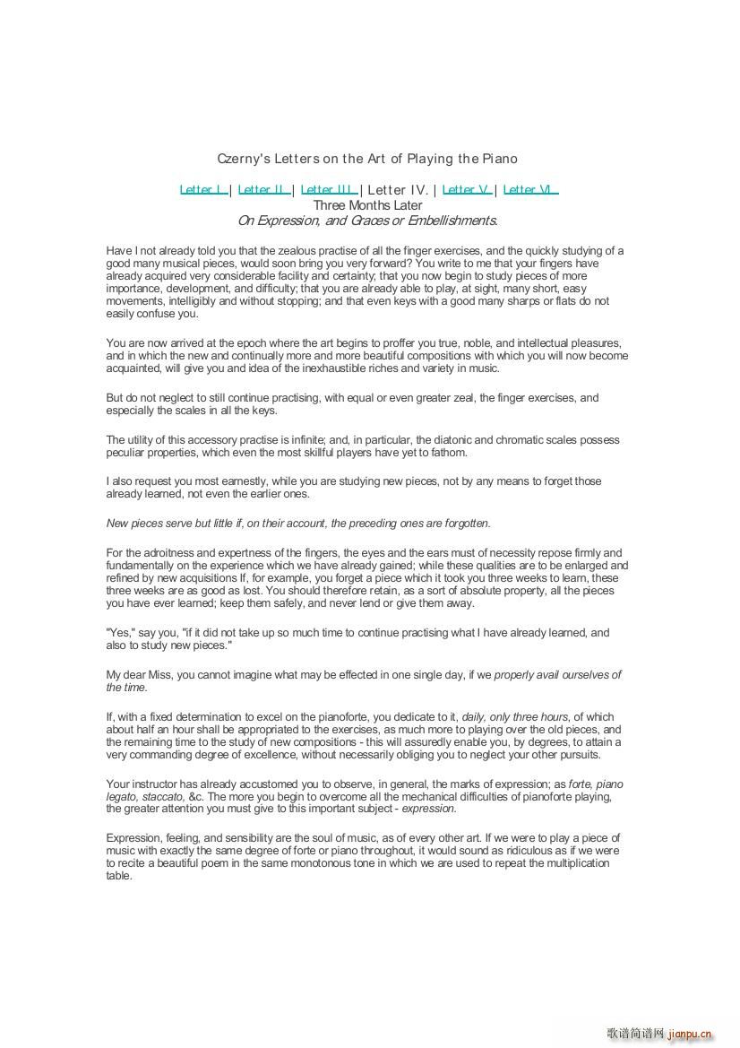Czerny Piano Letters(钢琴谱)10