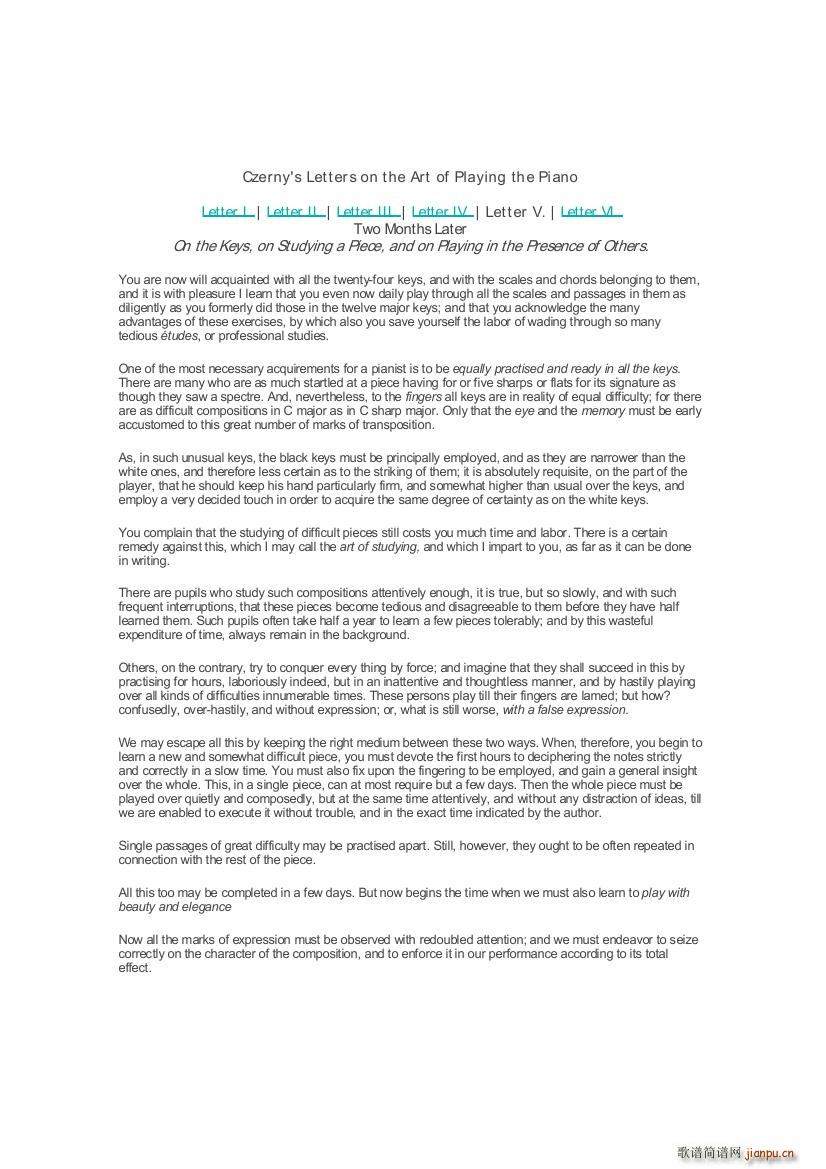Czerny Piano Letters(钢琴谱)13