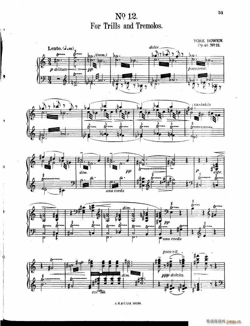 Bowen Twelve Studies Op 46 二(钢琴谱)12