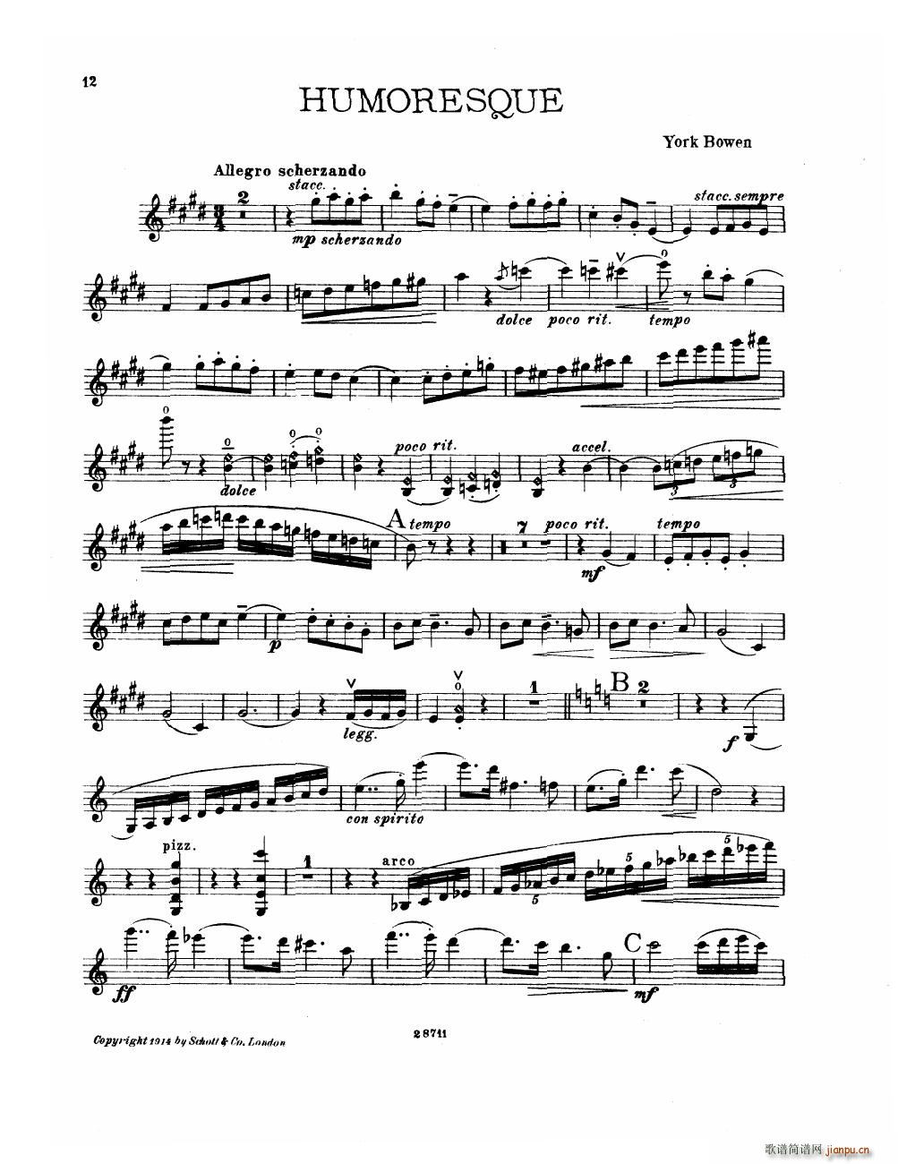Bowen Suite for violin and piano violin part(钢琴谱)12
