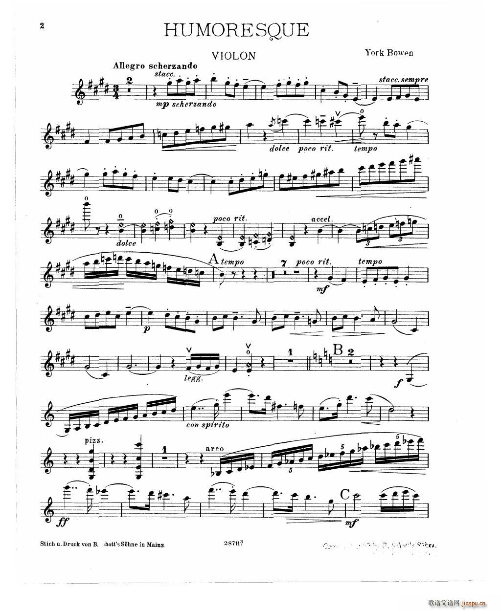 Bowen Humoresque for violin and piano(钢琴谱)18