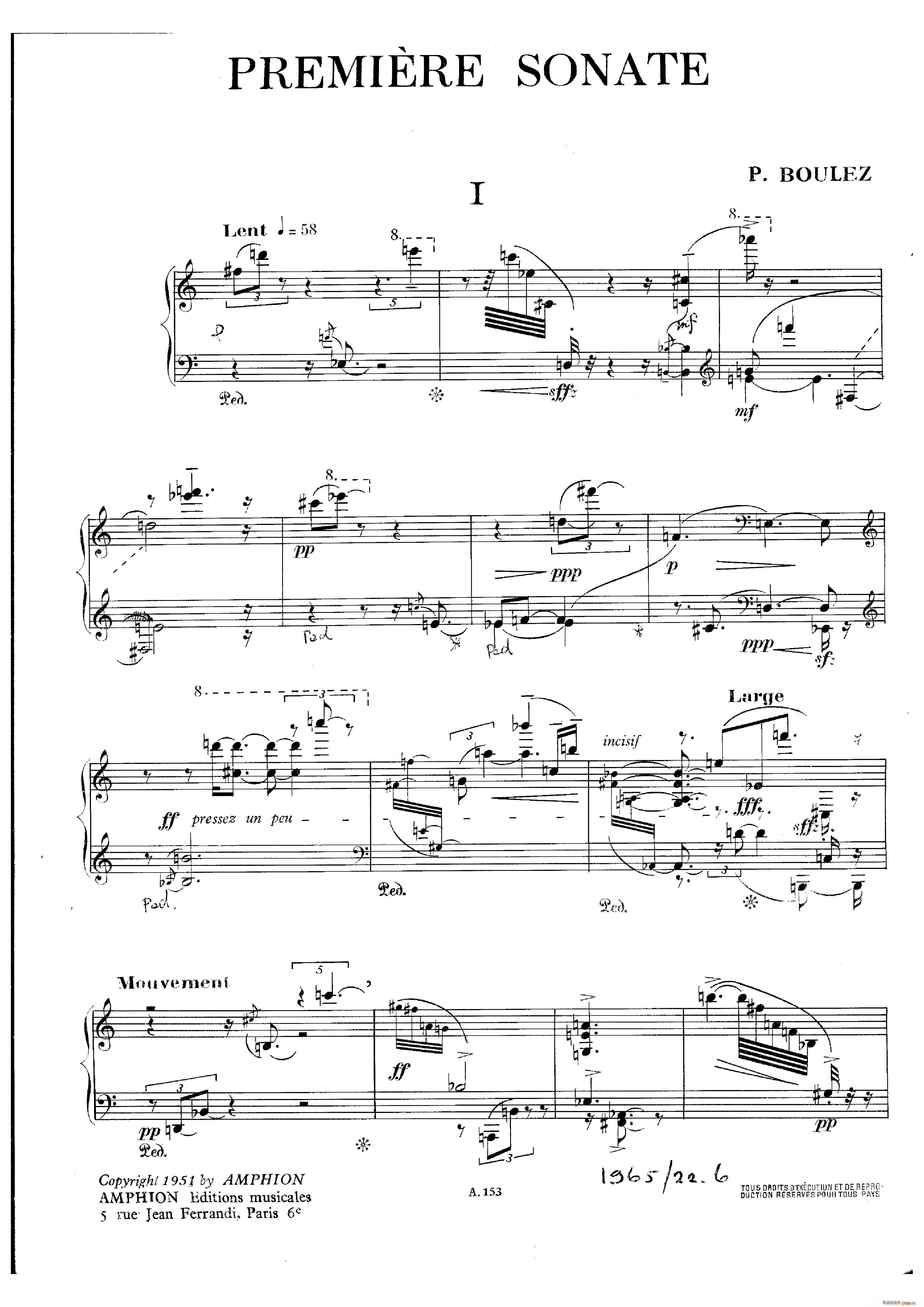 Boulez Sonate no 1 1(钢琴谱)1