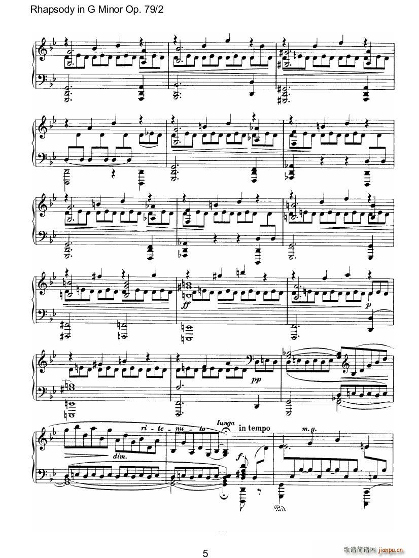 Brahms Rhapsody Op79 2(钢琴谱)5
