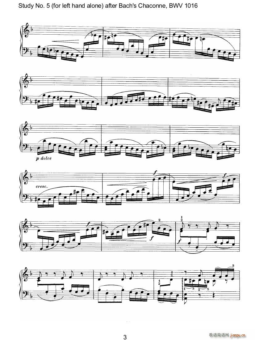 Bach Brahms BWV1016 Chaconne as Etude 5 left hand(钢琴谱)5