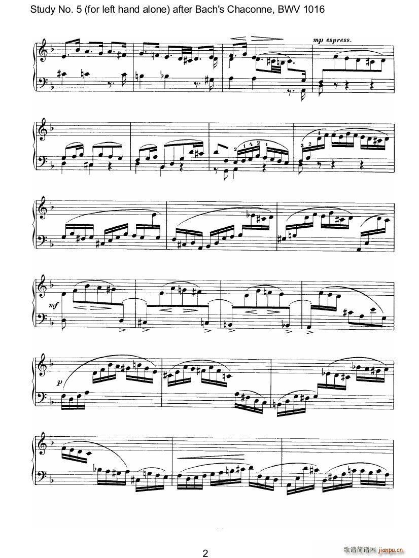 Bach Brahms BWV1016 Chaconne as Etude 5 left hand(钢琴谱)3