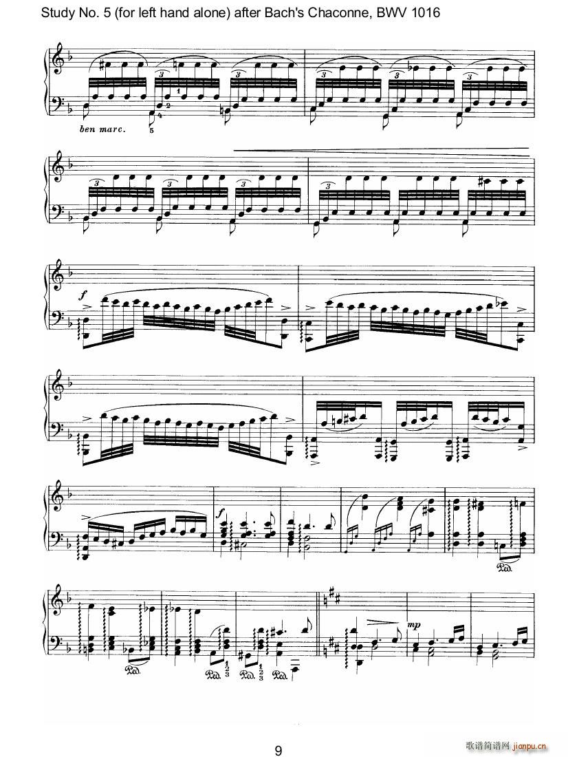 Bach Brahms BWV1016 Chaconne as Etude 5 left hand(钢琴谱)17