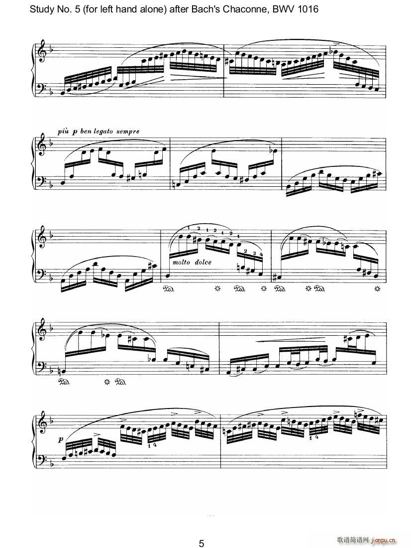 Bach Brahms BWV1016 Chaconne as Etude 5 left hand(钢琴谱)9