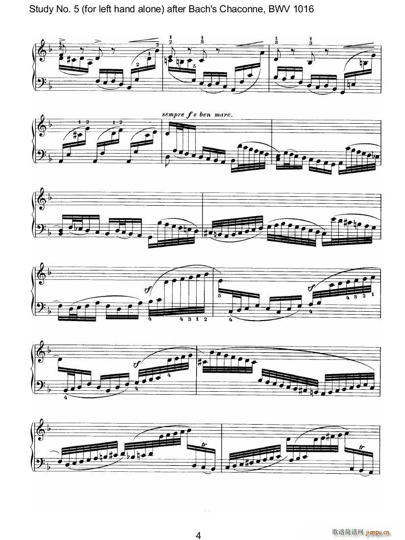 Bach Brahms BWV1016 Chaconne as Etude 5 left hand(钢琴谱)7